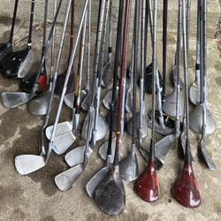 ⛳️ Lot of 40+ Vintage Golf Clubs – Mixed Brands – Woods, Irons & Wedges (All Together)