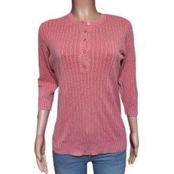 Pulp 3/4 sleeve henley salmon ribbed shirt M
