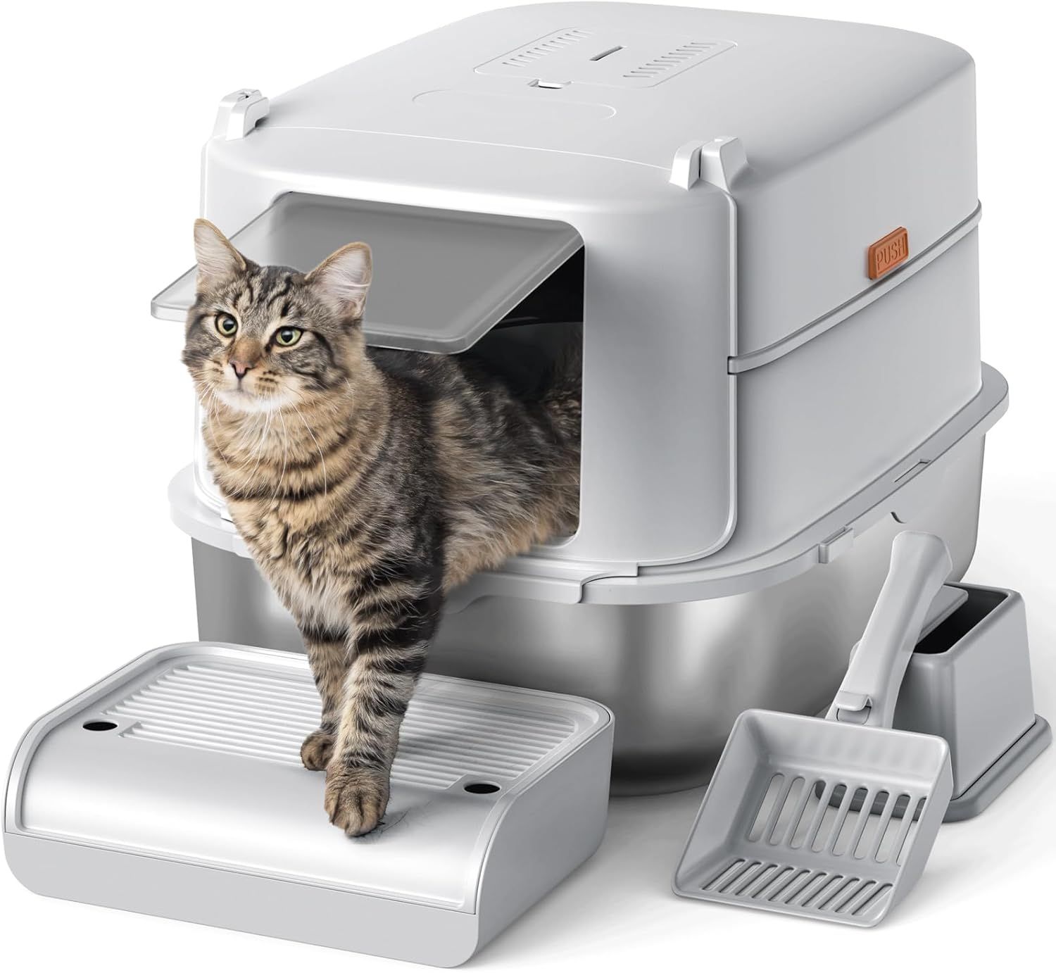 Stainless Steel Cat Litter Box with Lid, XL Extra Large Litter Box for big Cat