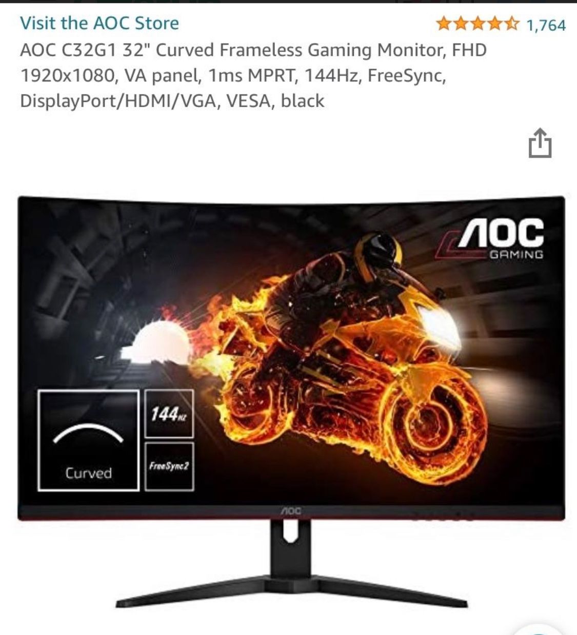 Barely Used AOC Gaming Monitor