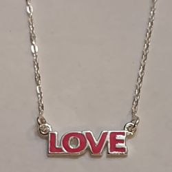 Sterling silver "Love" Necklace. The necklace is 18" inches 