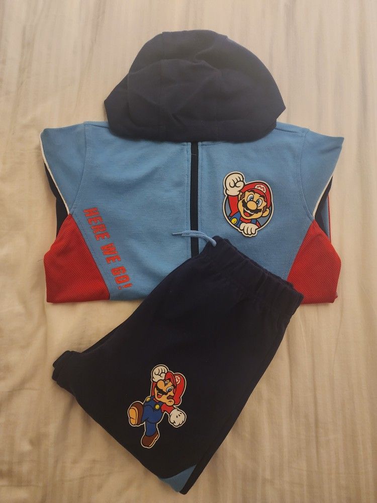 Super Mario Zip Hoodie & Jogger Set Size youth L
