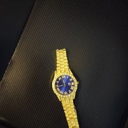 18K Gold Plated Watch For Sale #BlueFace