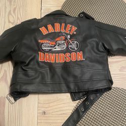 Like New Harley Davidson Motorcycle Faux Leather Jacket Kids Size 2T Black 
