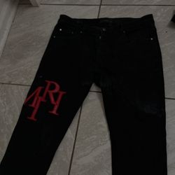 Black And Red Amiri Jeans 