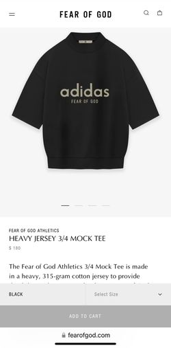 【Fear of God×adidas】ヘビージャージー 3/4 Mock Ｔシャツ Fear of God Athletics Heavy Jersey 3/4 Mock Tee Black Men's
