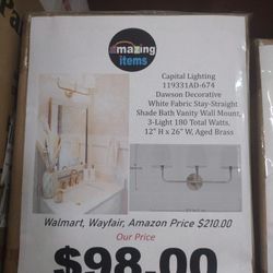 New In Box Bathroom Light Fixture 