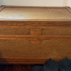 Solid Wood Rattan Wicker Chest Trunk 