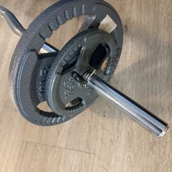 EZ Curl Bar Set with 25lbs of Cast Iron Weights and Collars