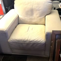 Beautiful White Leather Sofa & Chair $300 Both