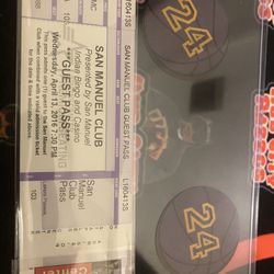 KOBE BRYANT FINAL GAME TICKET STUB LAKERS San Manuel Club Guess Pass RARE.