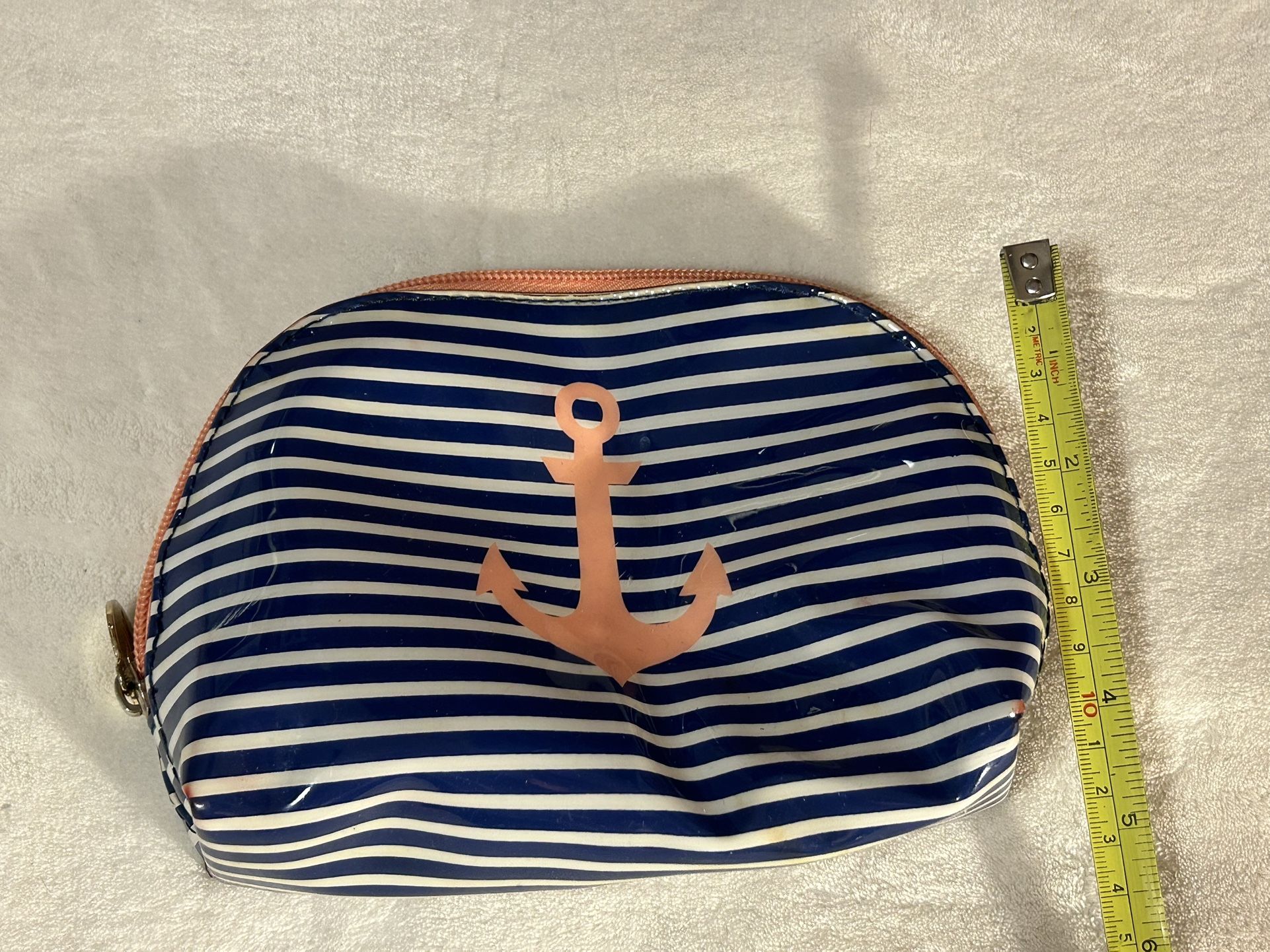 Cosmetic bag anchor nautical zipper travel bathroom makeup organizer storage fun