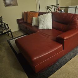 Burgundy Leather Sectional