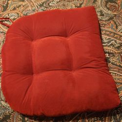 4 RED CHAIR CUSHIONS 