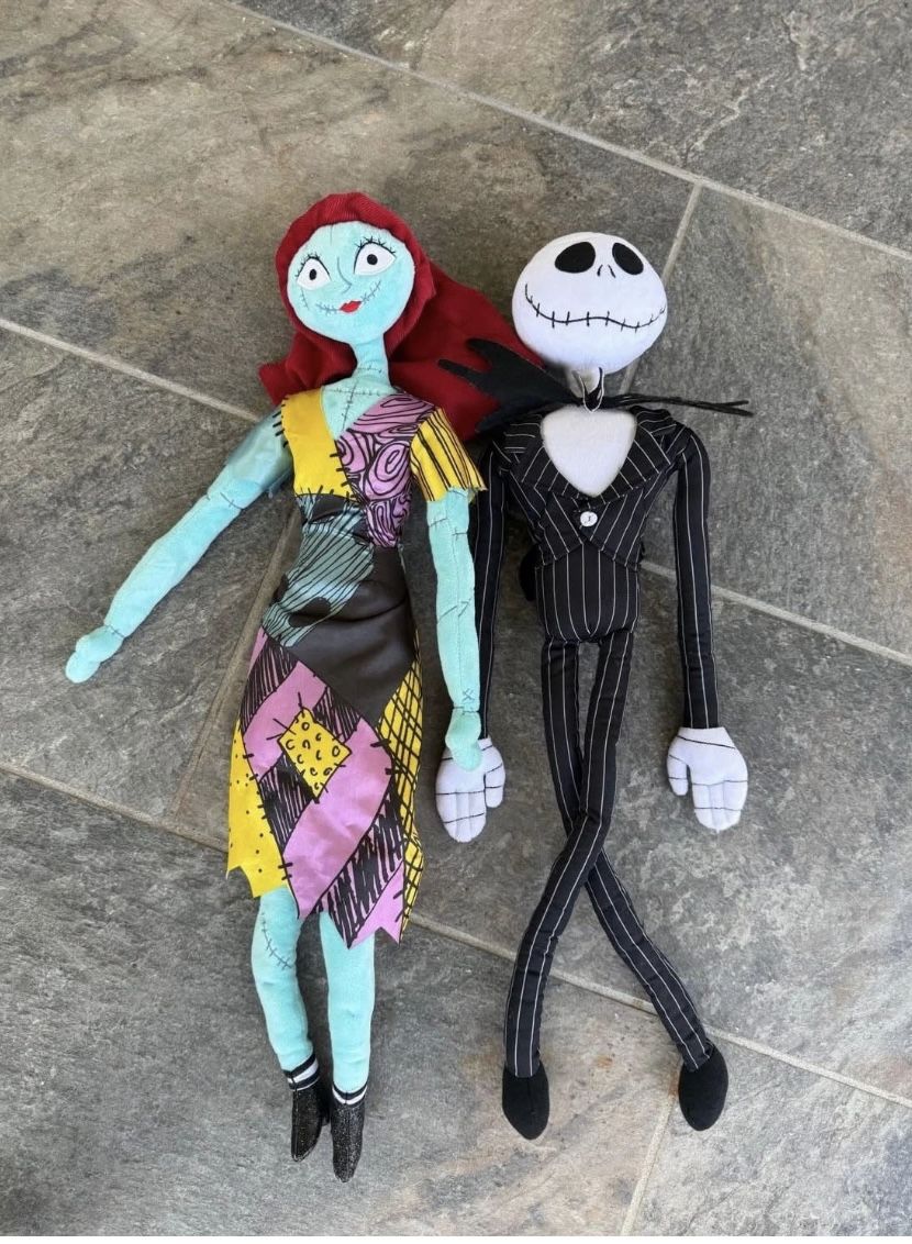 Nightmare Before Christmas Disney Posable Jack Skellington Sally Dolls 27" 21"