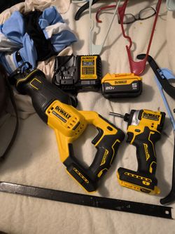 DeWalt sawzall, impact, battery, and charger