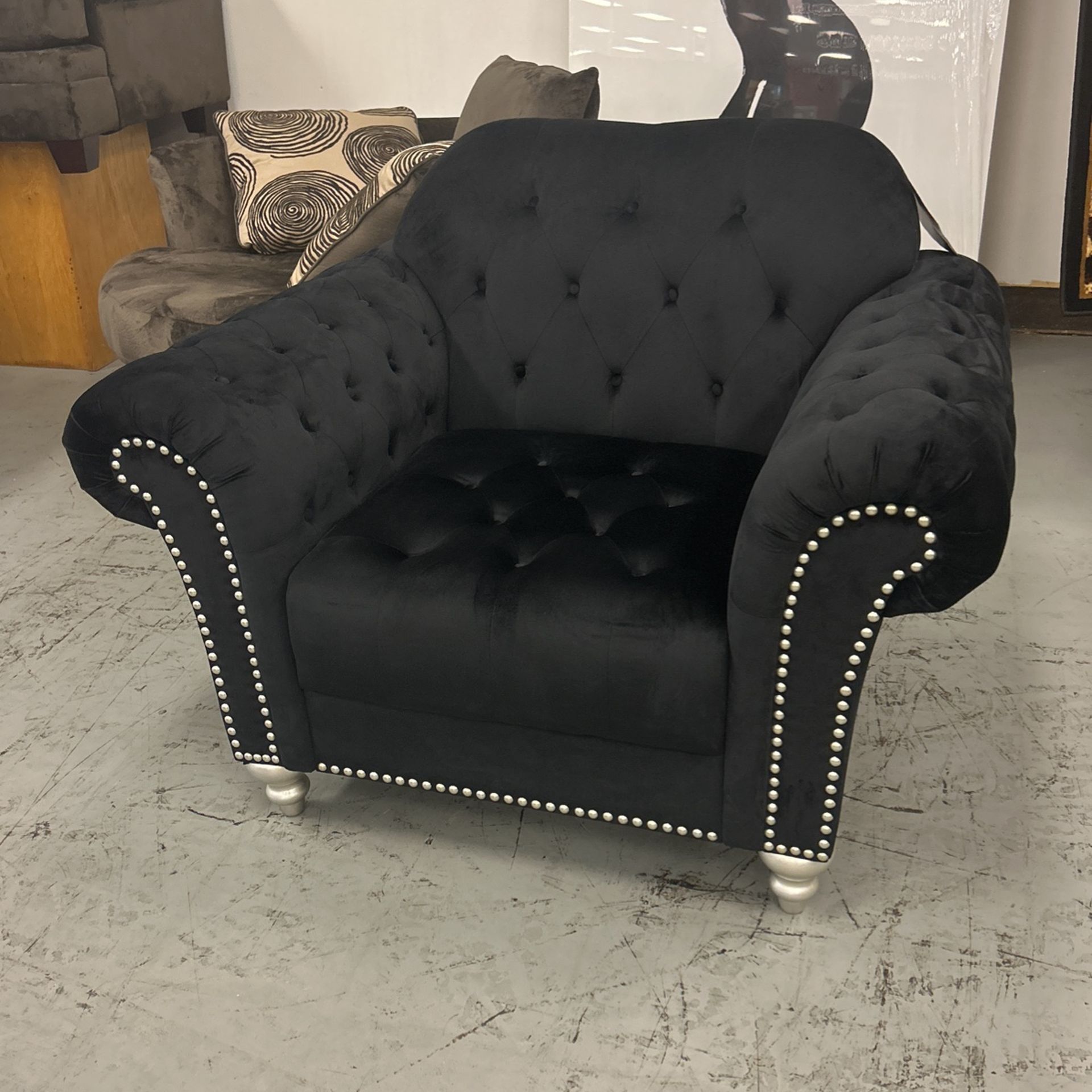 Black Velvet Arm Chair