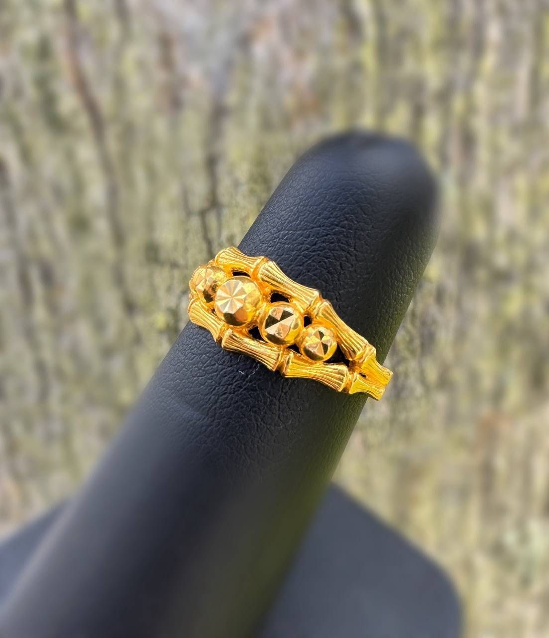 Vintage Jewelry 22k solid yellow gold bamboo ring size 5.75