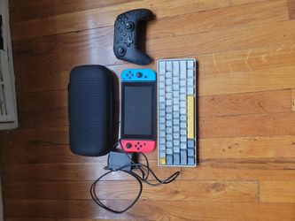 Nintendo Switch with Case, Controller, Mechanical GAming keyboard,and Charger