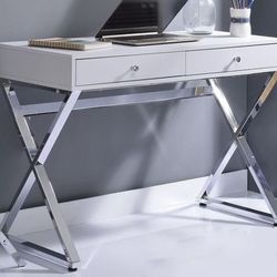 Brand New White/Chrome Writing Desk