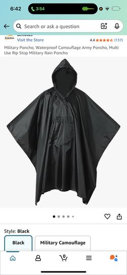 Military Poncho, Waterproof Camouflage Army Poncho, Multi Use Rip Stop Military Rain Poncho