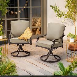 Table With2  Swivel Chair Set Of 2, Heavy km Duty Outdoor Dining Chairs With Thickened Cushionse
