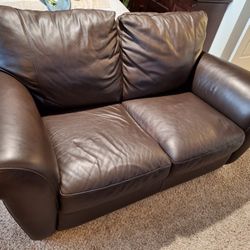 Natuzzi Loveseat Leather Brown