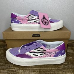 NEW Mens Straye Logan Skateboarding Shoes Mixed Rags Paisley Size 9