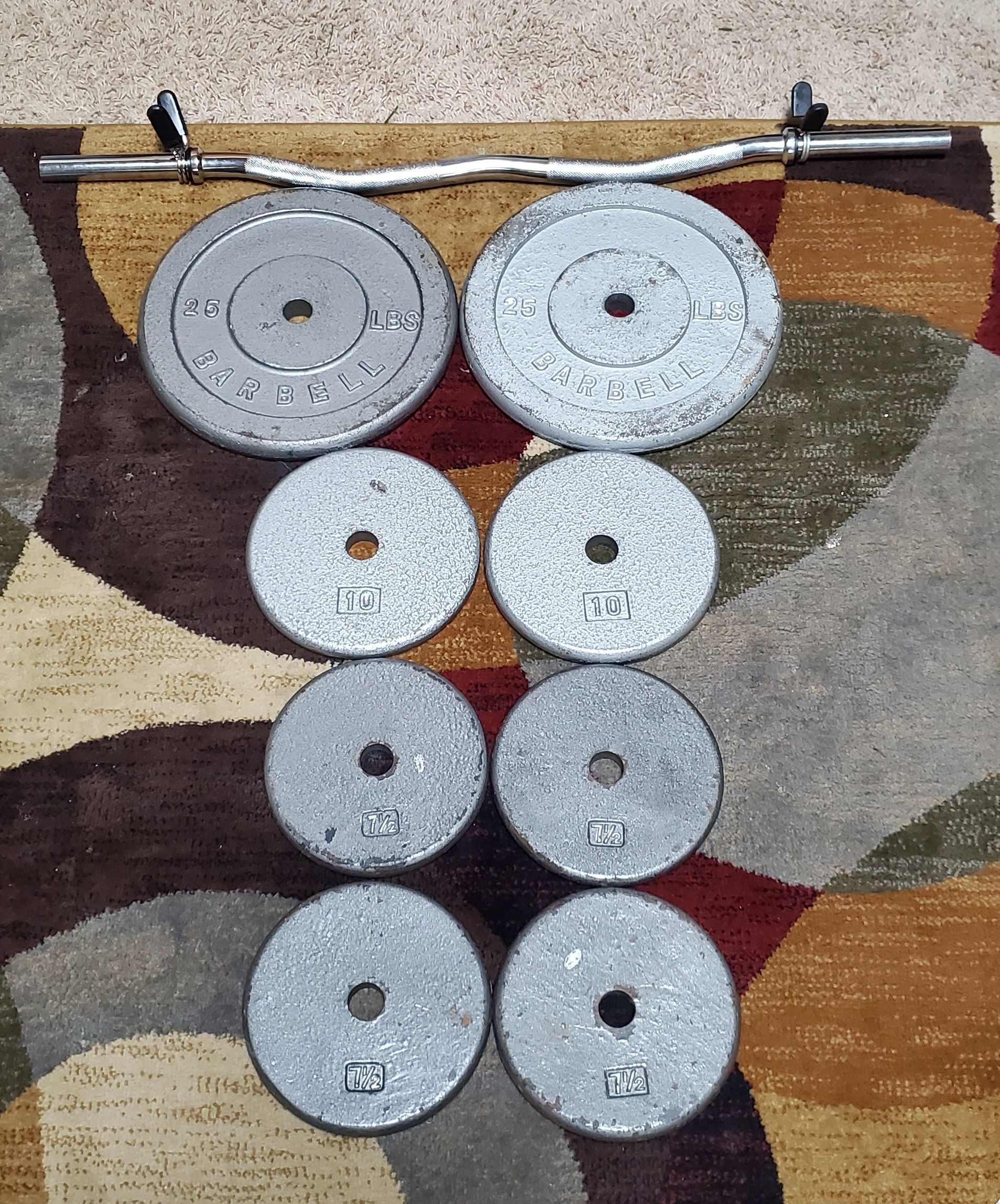 Standard Plate Weight Set With EZ Curl Bar