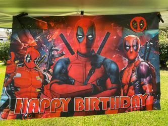 Happy Birthday Deadpool Party Backdrop Banner