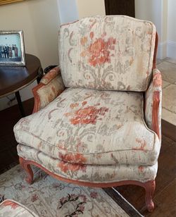 Pair - 2 Ethan Allen  Bergere Chairs + Ottoman
