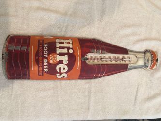 2 Vintage Hires root beer thermometers 28”