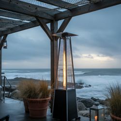 BTExpert 48,000 BTU Pyramid Patio Heater – Bronze Outdoor Propane Heater with Quartz Glass Tube & Wheels   