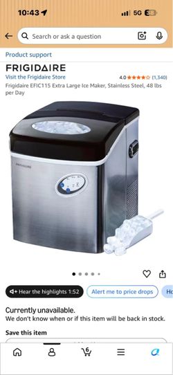 Frigidaire EFIC115 Extra Large Ice Maker 48 lbs/day - Like New