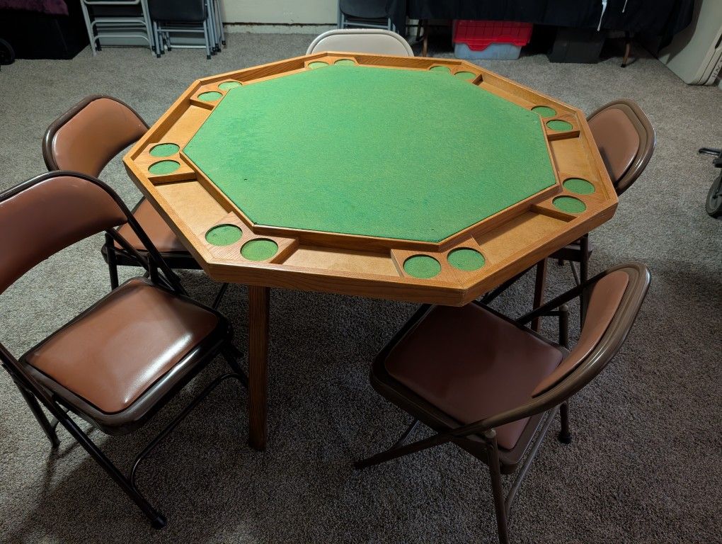 Folding Poker Table & Table Top And Chairs And Accessories