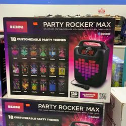 Ion Part Rocker Max High Power Portable Speaker with Customizable Party Theme Lights $100