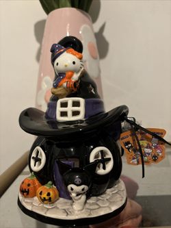 Ceramic Hello Kitty/Blue Sky Halloween Candle Holder