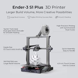 3 S1 Plus 3D Printer with CR Touch Auto-Leveling Sprite Direct Extruder High-Precision Dual Z-axis Ender 3D Printers Large Print Size 11.81x11.81x11.8