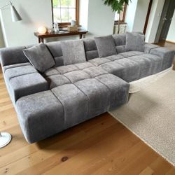 Sectional Sofa Grey Linen NEW Modern Finance Available 