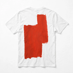 White Graphic Tee - Red Back Print