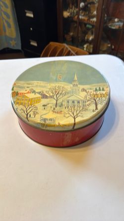 Vintage metal tin by Olive can co