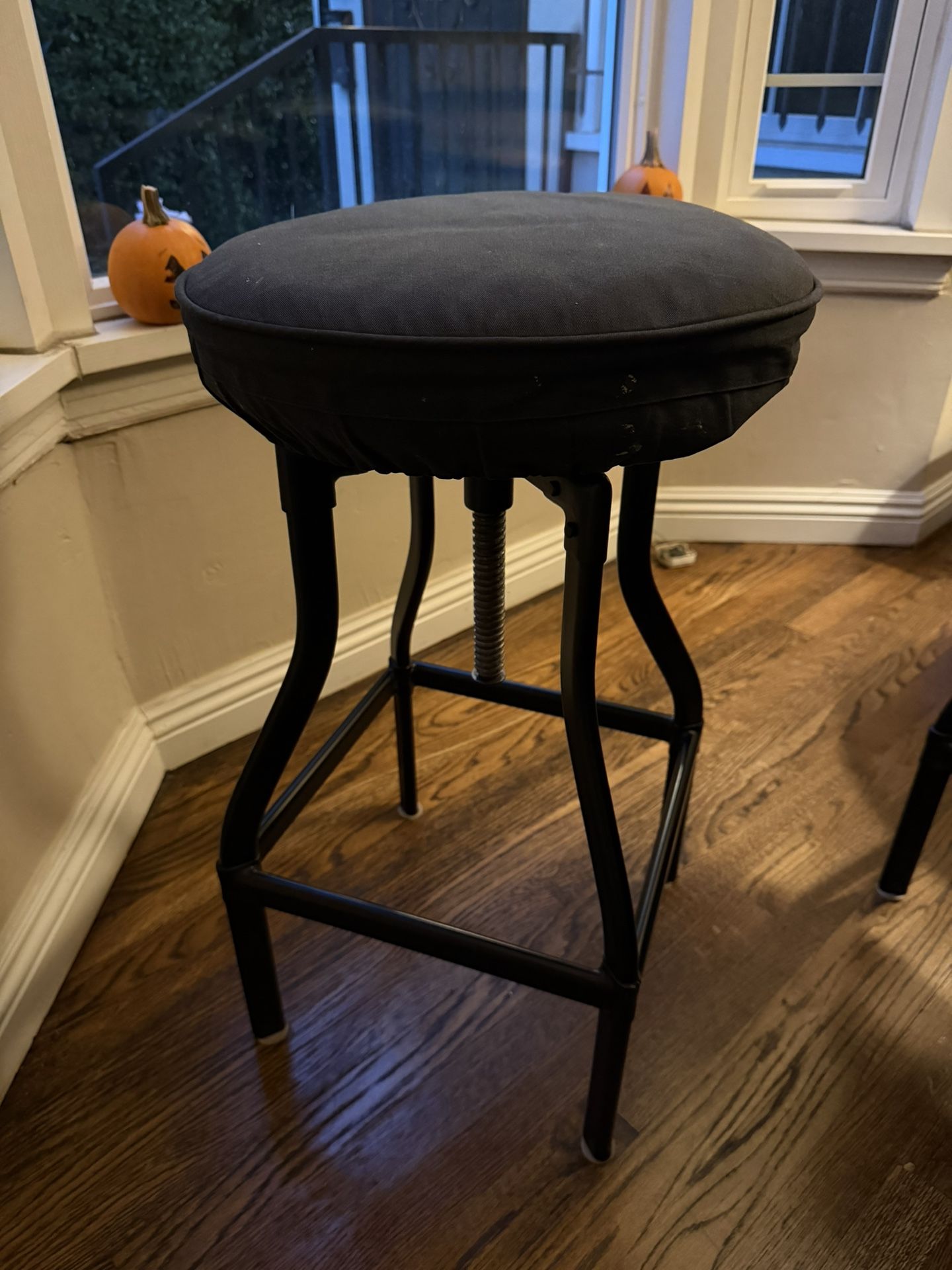 Set of 3 Industrial Swivel Bar Stools – Adjustable Height