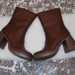 Sun + Stone Aleenn Dress Booties, Size 8.5M, Walnut