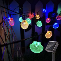 Solar shell string lights 21. 3ft 30Led outdoor indoor fairy lights for Christmas decoration and festival 