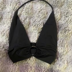 Black Halter Y2K Crop Top 