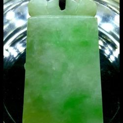 Burmese Jadeite Pendant Lucky Safety Plague.
