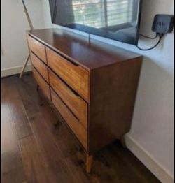 New Mid-Century Modern 6-Drawer Wood Dresser