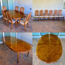 Drexel Esperanto Dining Set | Mid Century Walnut Table | Cane Back Chairs