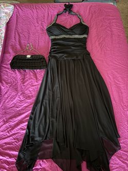 Black cocktail dress & clutch purse