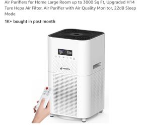 Air Purifiers for Home Large Room up to 3000 Sq Ft, Upgraded H14 Ture Hepa Air Filter, Air Purifier with Air Quality Monitor, 22dB Sleep Mode